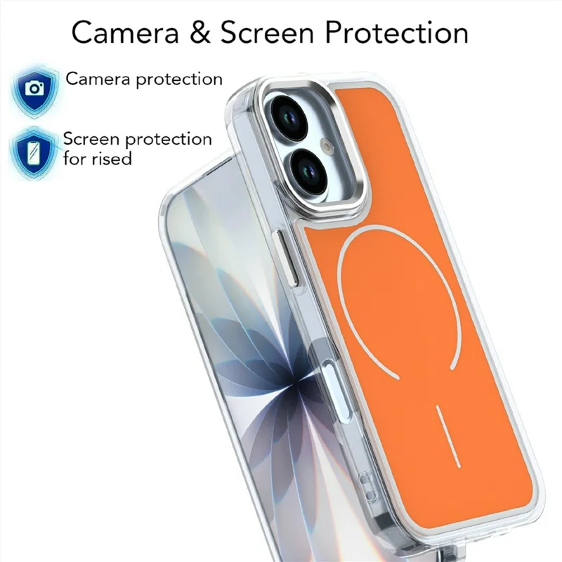 Capa compatível com iPhone 17 com MagSafe Capa traseira de telefone acrílica eletrolítica TPU - Laranja