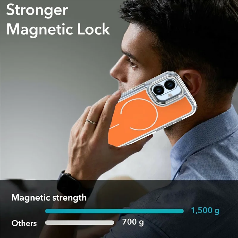 Capa compatível com iPhone 17 com MagSafe Capa traseira de telefone acrílica eletrolítica TPU - Laranja