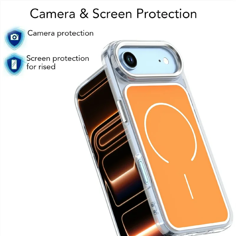 Custodia per iPhone Air compatibile con MagSafe Copertura posteriore del telefono in acrilico elettroplaccato TPU - Arancione