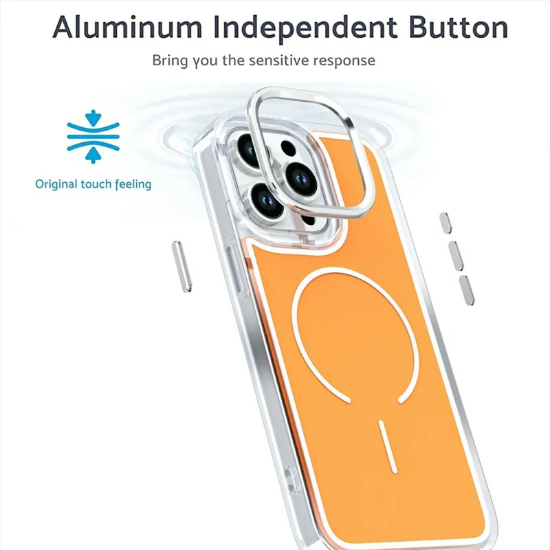 Étui pour iPhone 16 Pro compatible avec MagSafe Couvercle de téléphone arrière en acrylique électrolytique TPU - Orange