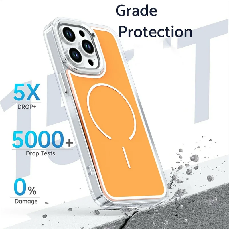 Étui pour iPhone 16 Pro compatible avec MagSafe Couvercle de téléphone arrière en acrylique électrolytique TPU - Orange