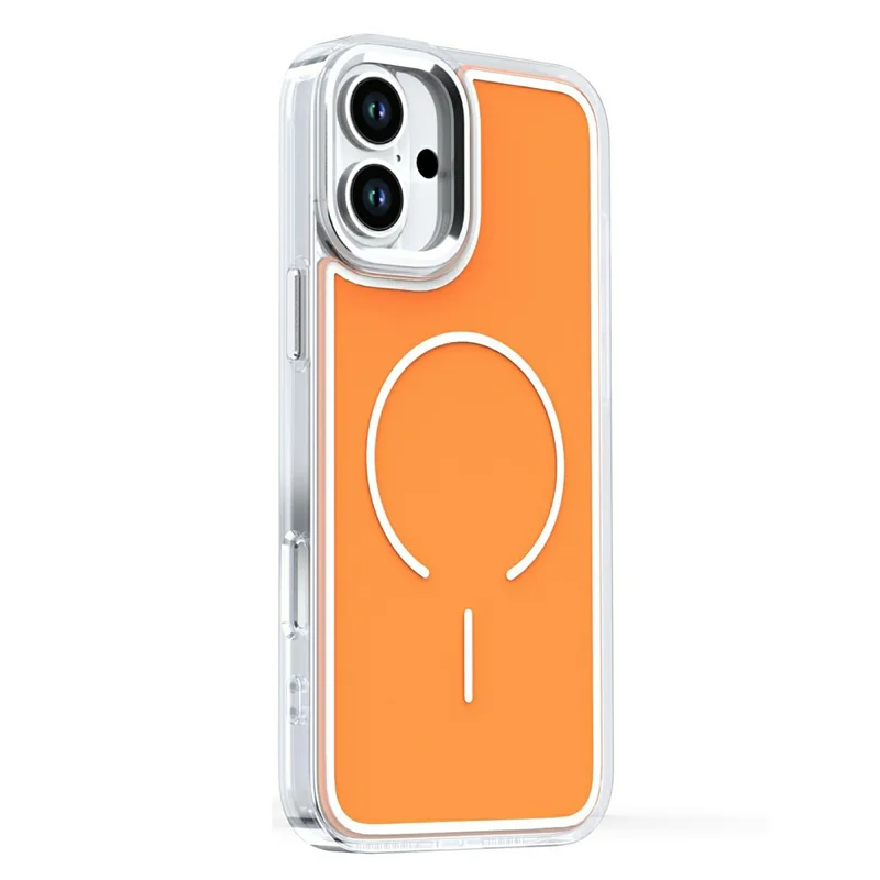 Für iPhone 16 Hülle kompatibel mit MagSafe Elektroplattierter Acryl-TPU-Handyhülle - Orange