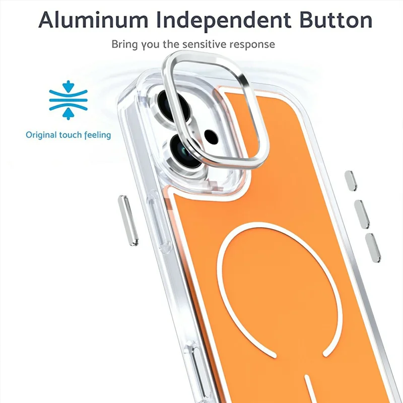 Für iPhone 16 Hülle kompatibel mit MagSafe Elektroplattierter Acryl-TPU-Handyhülle - Orange