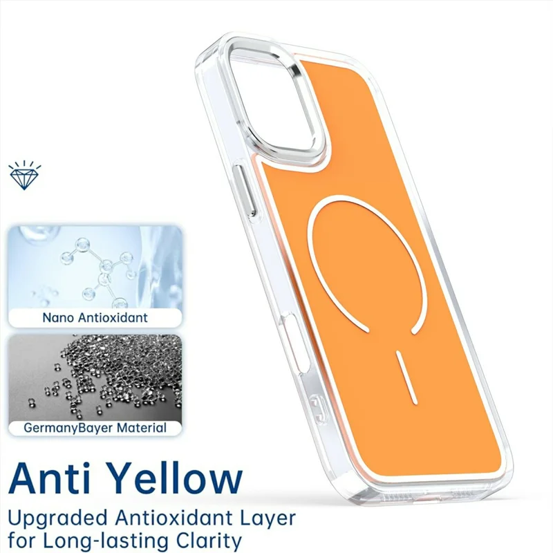 Étui iPhone 16 Plus Compatible avec MagSafe Couverture arrière de téléphone en acrylique électroplaqué TPU - Orange