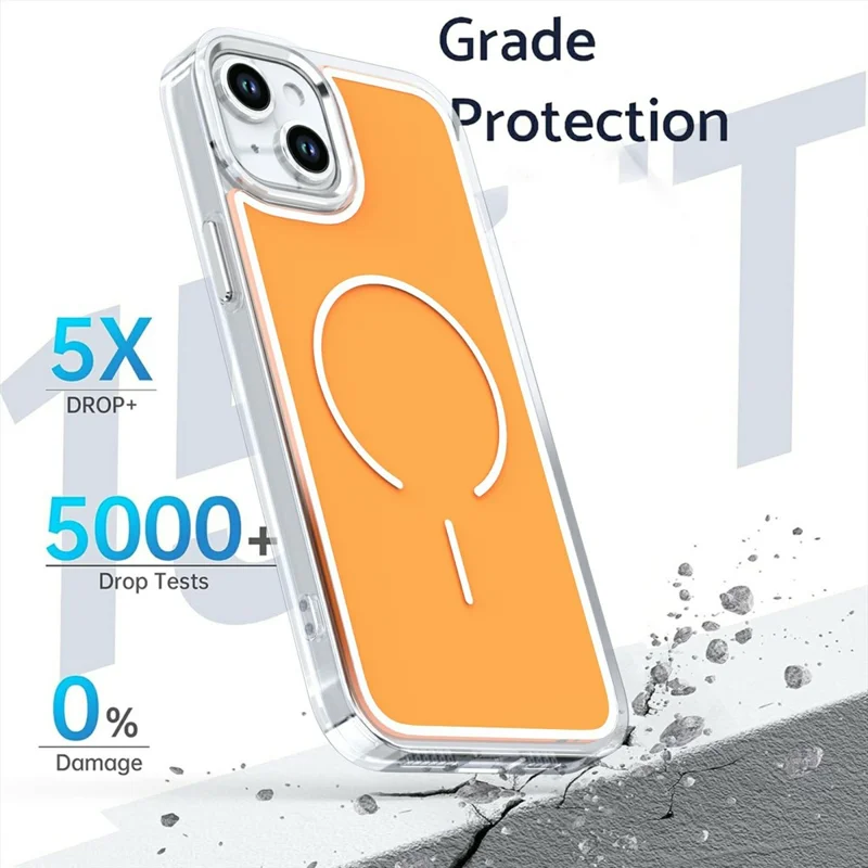 iPhone 15 Hülle kompatibel mit MagSafe Elektroplattierter Acryl-TPU-Handyhülle - Orange