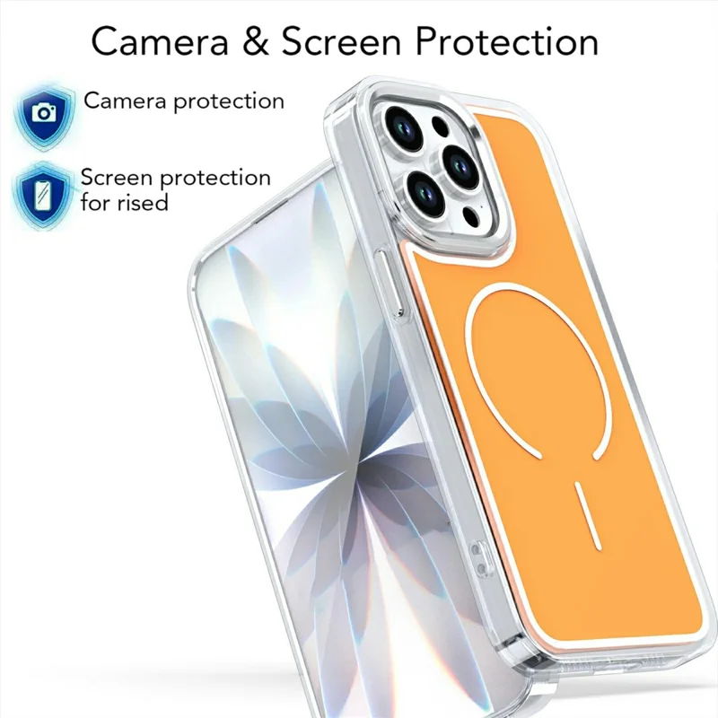 Étui pour iPhone 15 Pro Max Compatible avec MagSafe, Coque Arrière de Téléphone en TPU Acrylique Électrolytique - Orange