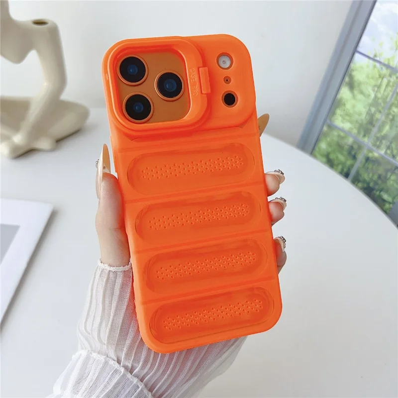 For iPhone 17 Pro Max Case Heat Dissipation Kickstand Airbags Anti-Drop TPU + PC Phone Cover - Transparent Orange