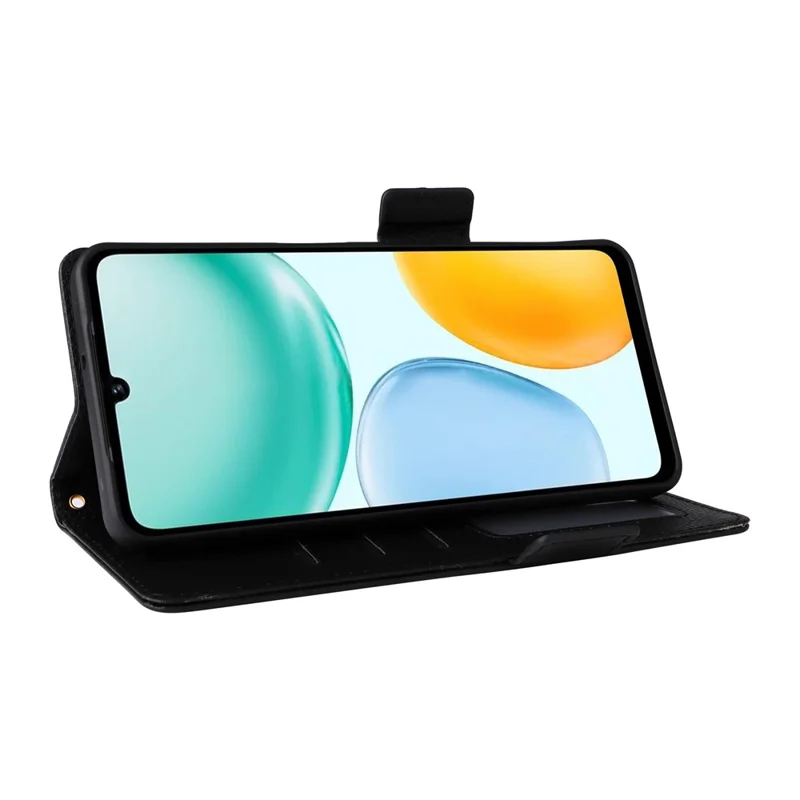 Leather Case for Honor X5c 4G / X5c Plus 4G / Play10A 4G Litchi Texture Wallet Phone Cover with Wrist Strap - Black