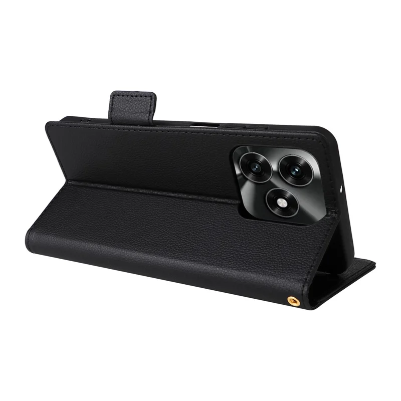 Leather Case for Honor X5c 4G / X5c Plus 4G / Play10A 4G Litchi Texture Wallet Phone Cover with Wrist Strap - Black