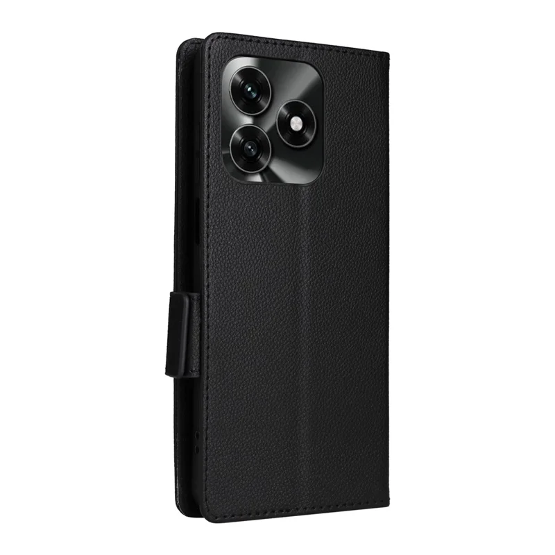 Leather Case for Honor X5c 4G / X5c Plus 4G / Play10A 4G Litchi Texture Wallet Phone Cover with Wrist Strap - Black