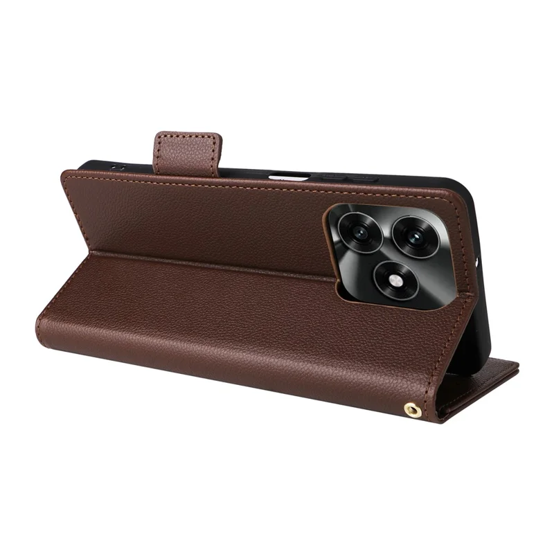 Leather Case for Honor X5c 4G / X5c Plus 4G / Play10A 4G Litchi Texture Wallet Phone Cover with Wrist Strap - Brown