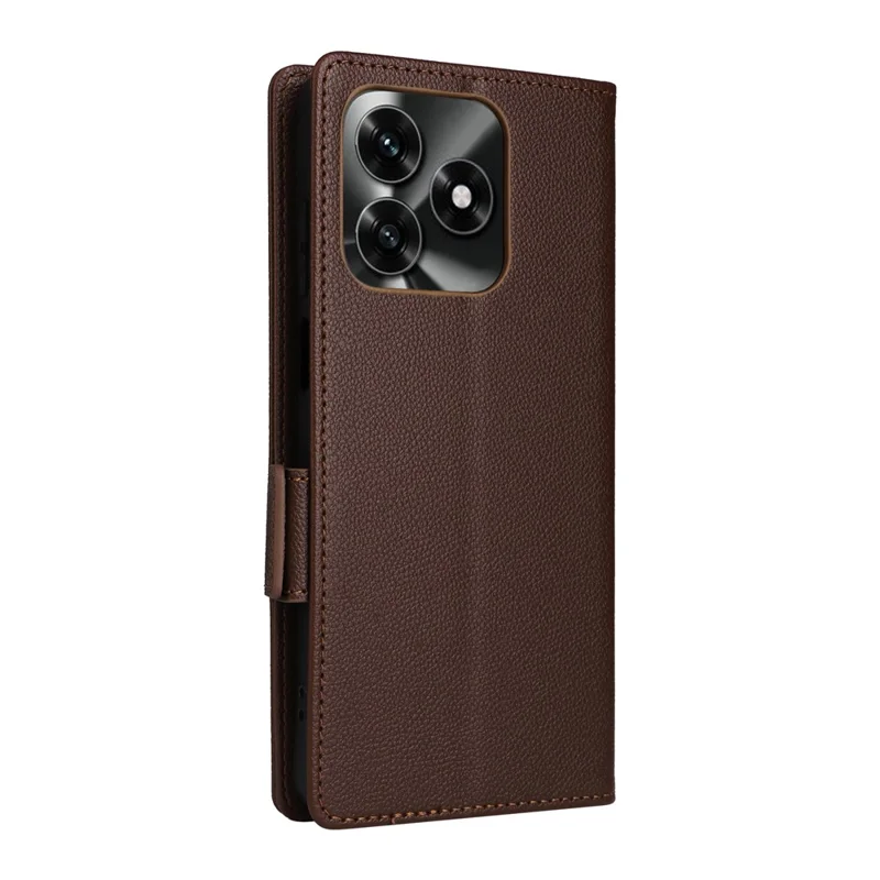 Leather Case for Honor X5c 4G / X5c Plus 4G / Play10A 4G Litchi Texture Wallet Phone Cover with Wrist Strap - Brown