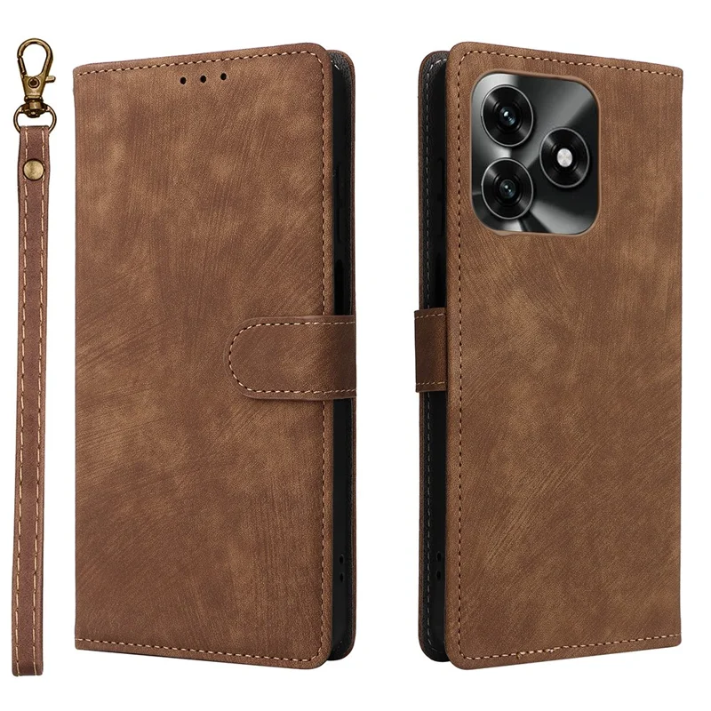 PU Leather Case for Honor X5c 4G / X5c Plus 4G / Play10A 4G Wallet RFID Blocking Phone Cover Stand with Strap - Brown
