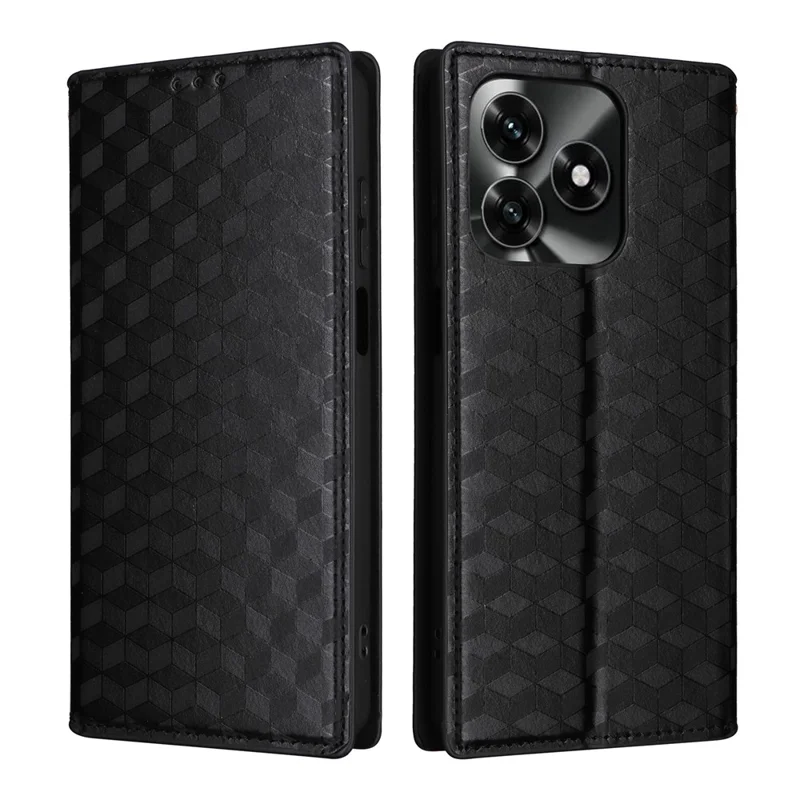 Leather Case for Honor X5c 4G / X5c Plus 4G / Play10A 4G Wallet Rhombus Imprinted Phone Cover - Black
