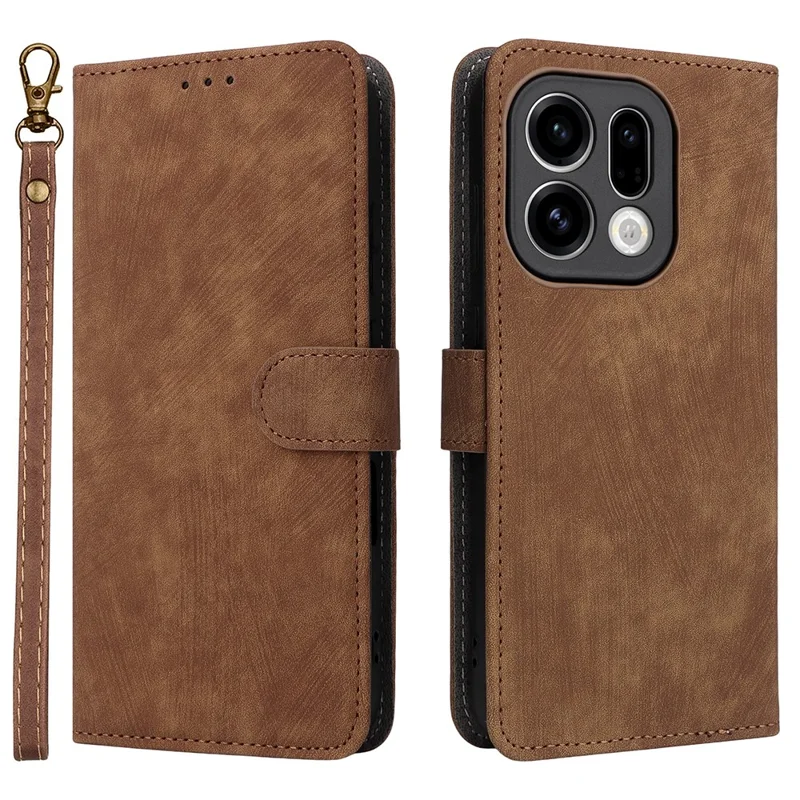 Oppo Find X9 5G Hülle Brieftasche RFID-Blockierung PU-Leder Handyhülle mit Ständer und Riemen - Braun