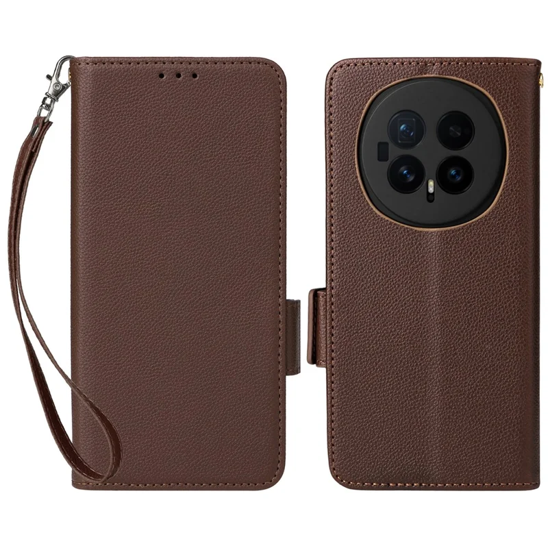 جراب لهونر ماجيك 8 5G جلد صناعي بملمس توت الليمون مع محفظة وحزام معصم - بني