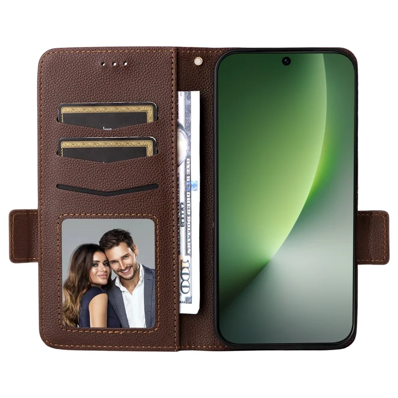 جراب لهونر ماجيك 8 5G جلد صناعي بملمس توت الليمون مع محفظة وحزام معصم - بني