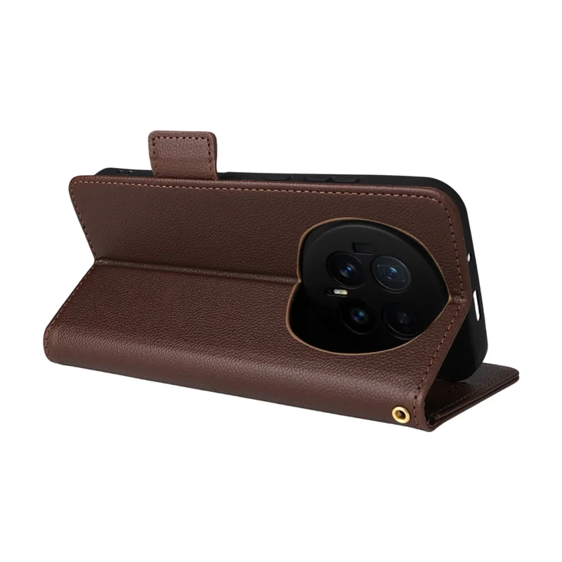 جراب لهونر ماجيك 8 5G جلد صناعي بملمس توت الليمون مع محفظة وحزام معصم - بني