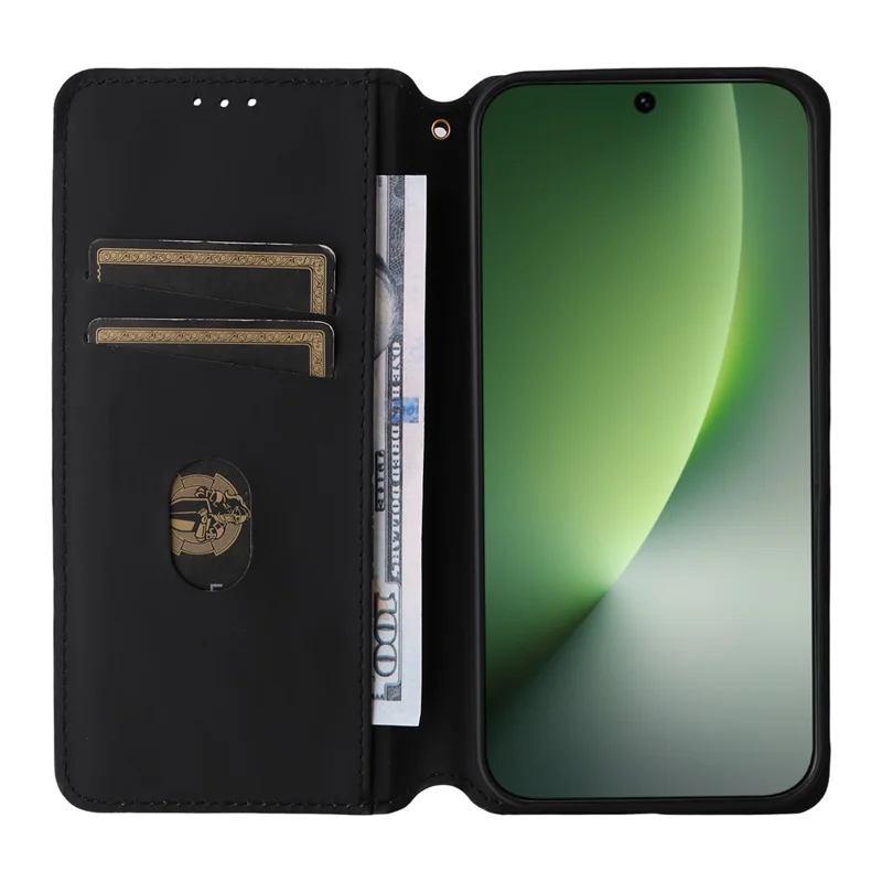 Per Honor Magic8 5G Case Wallet Rhombus Imprinted PU Leather Phone Cover - Nero