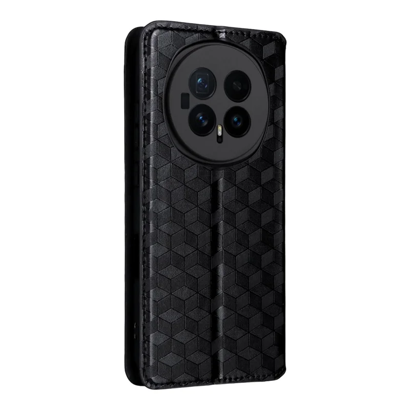 Per Honor Magic8 5G Case Wallet Rhombus Imprinted PU Leather Phone Cover - Nero