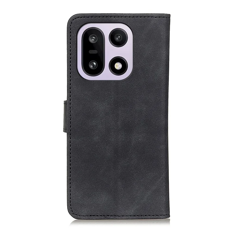 KHAZNEH For OnePlus 15 5G Case PU Leather Retro Texture Phone Cover - Black