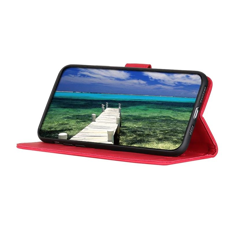 KHAZNEH For OnePlus 15 5G Case PU Leather Retro Texture Phone Cover - Red