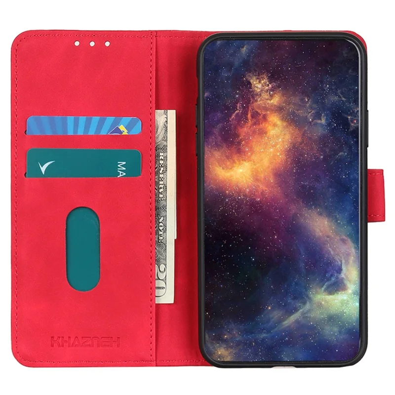 KHAZNEH For OnePlus 15 5G Case PU Leather Retro Texture Phone Cover - Red