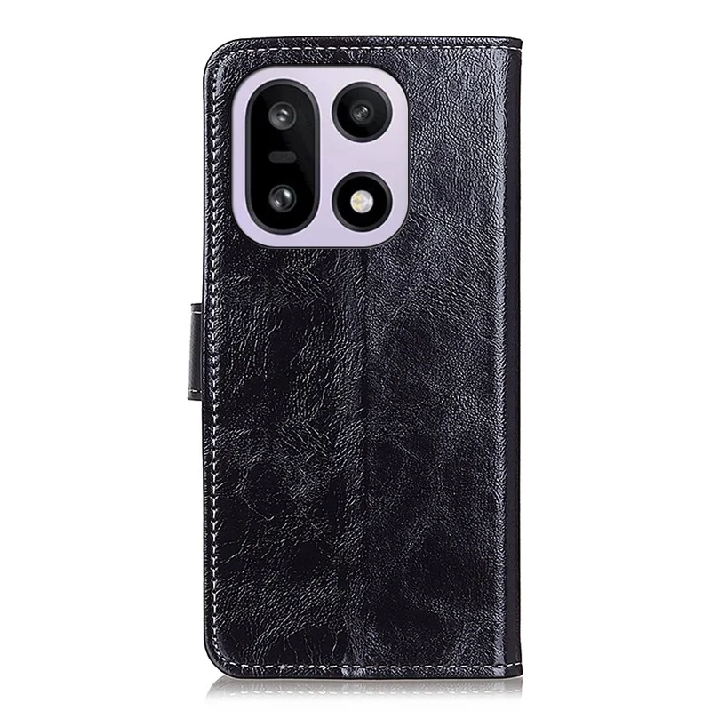 Voor OnePlus 15 5G hoesje portemonnee lederen telefoonhoes Crazy Horse textuur - Zwart