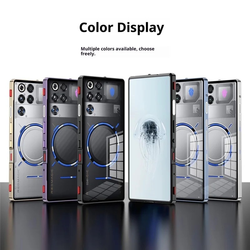 Für ZTE nubia RedMagic 11 Pro 5G / 11 Pro+ 5G Hülle Metallrahmen Glas Rückseite Telefonabdeckung mit Game Schultertaste - Schwarz