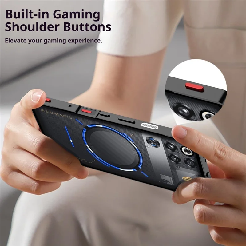 Für ZTE nubia RedMagic 11 Pro 5G / 11 Pro+ 5G Hülle Metallrahmen Glas Rückseite Telefonabdeckung mit Game Schultertaste - Schwarz