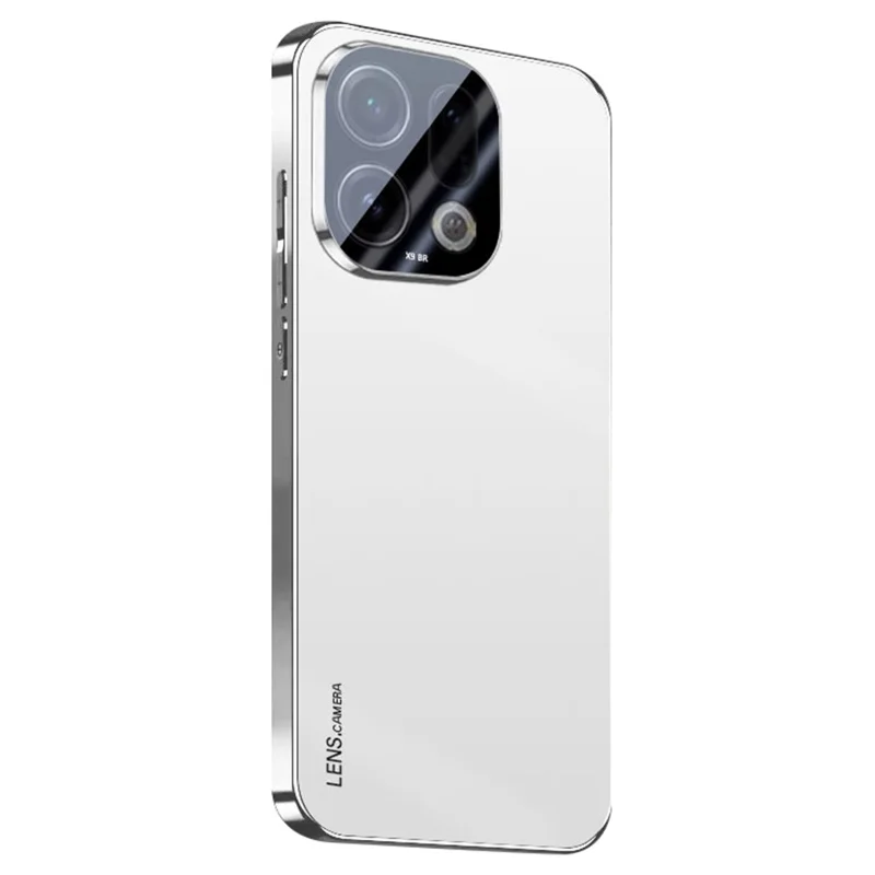 For Oppo Find X9 5G Case Acrylic + TPU + Metal Anti-Scratch Phone Cover with Electroplating Frame - White
