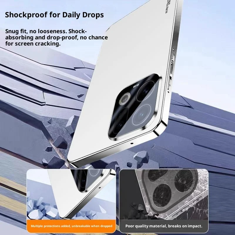 Per Oppo Find X9 Pro 5G Custodia Acrilica + TPU + Metallo Anti-Graffio Custodia per Telefono con Cornice Elettrolitica - Bianco