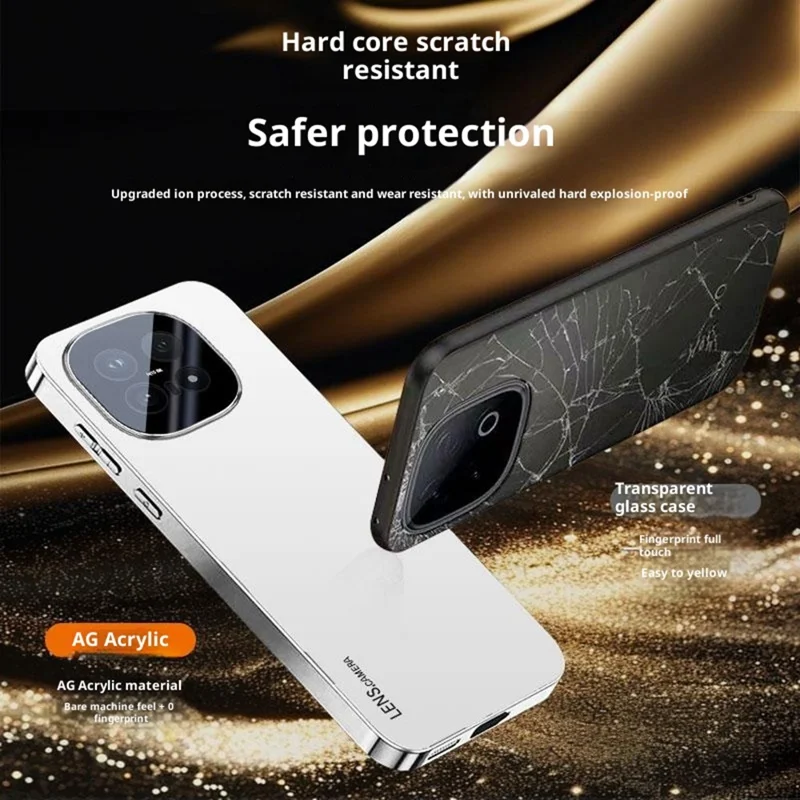 Für vivo iQOO 15 5G Hülle Acryl + TPU + Metall Kratzer-Schutz Handyhülle mit Elektroplattierungsrahmen - Weiß