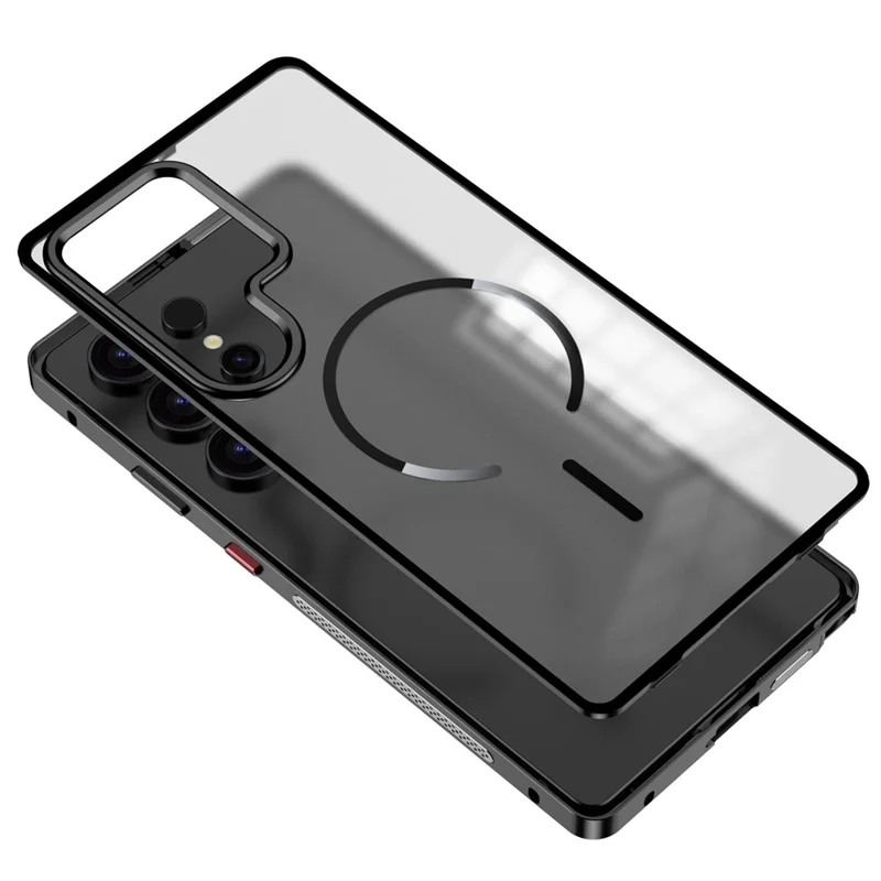 Für Samsung Galaxy S25 Ultra Hülle kompatibel mit MagSafe Aluminium-Legierung PC Matt Handyhülle Pop-Up Snap Lock - Titan