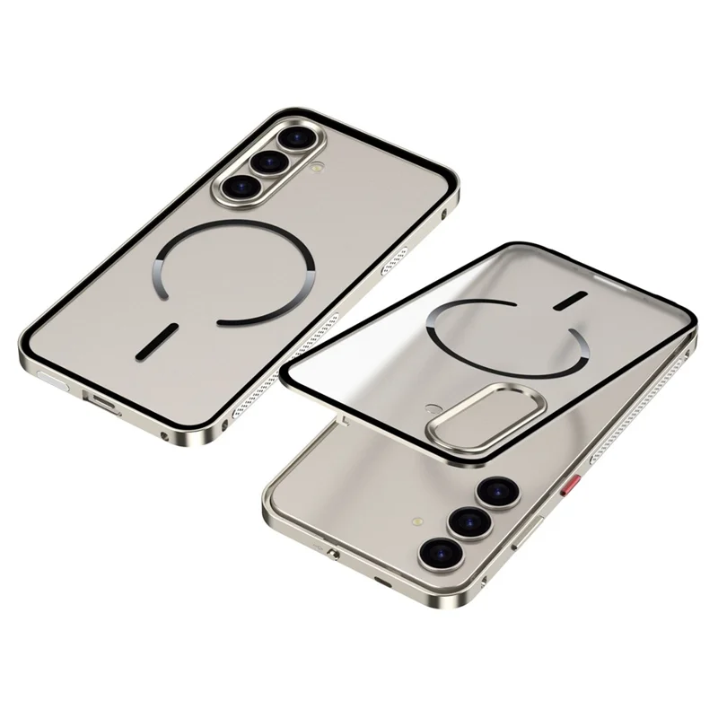 For Samsung Galaxy S25 / S24 Case Magnetic Case Aluminium Alloy PC Matte Phone Cover Pop-Up Snap Lock - Titanium