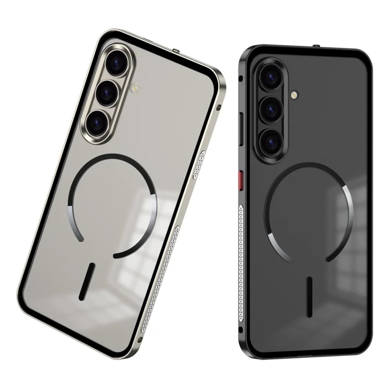 For Samsung Galaxy S25 / S24 Case Magnetic Case Aluminium Alloy PC Matte Phone Cover Pop-Up Snap Lock - Titanium