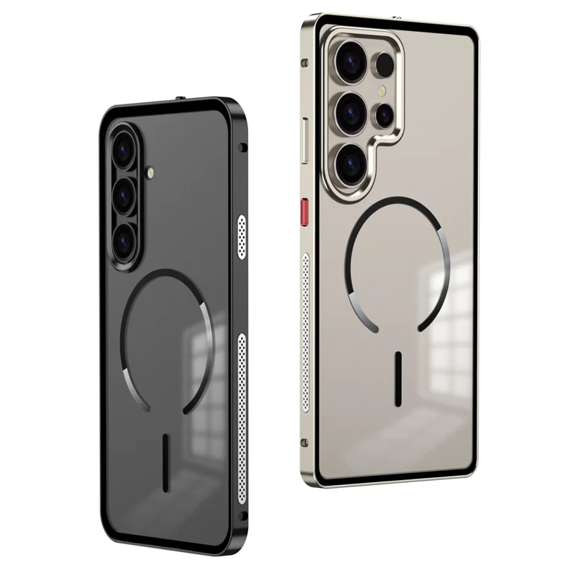For Samsung Galaxy S25 / S24 Case Magnetic Case Aluminium Alloy PC Matte Phone Cover Pop-Up Snap Lock - Titanium