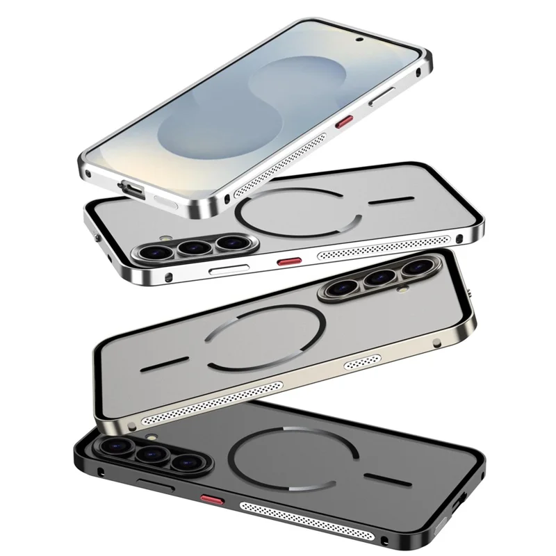 For Samsung Galaxy S25 / S24 Case Magnetic Case Aluminium Alloy PC Matte Phone Cover Pop-Up Snap Lock - Titanium