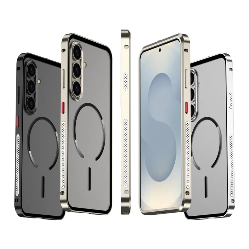 For Samsung Galaxy S25 / S24 Case Magnetic Case Aluminium Alloy PC Matte Phone Cover Pop-Up Snap Lock - Titanium