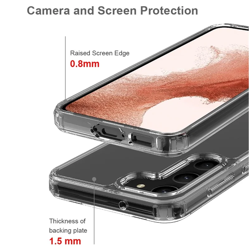 For Samsung Galaxy S23+ Scratch Proof Acrylic + TPU Cellphone Case Anti-yellowing Clear Phone Cover - Transparent