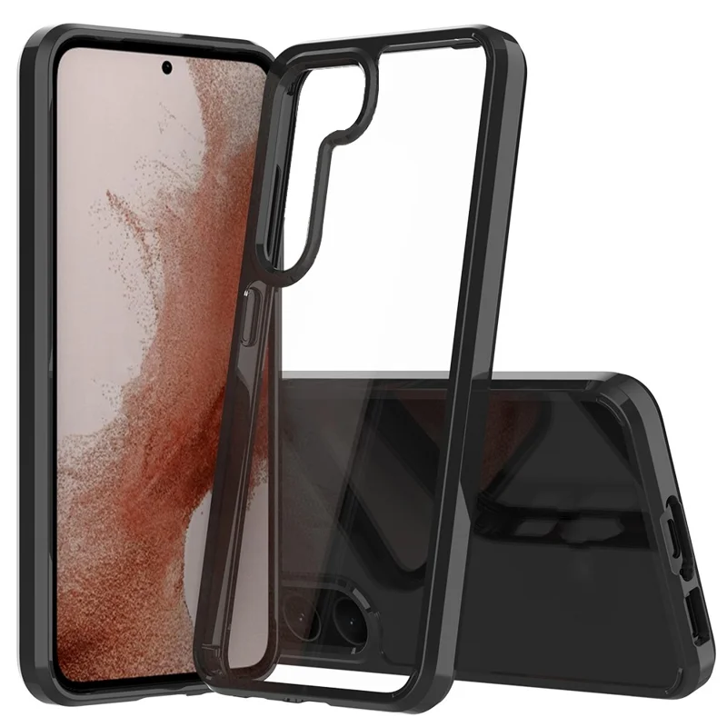 For Samsung Galaxy S23+ Scratch Proof Acrylic + TPU Cellphone Case Anti-yellowing Clear Phone Cover - Black
