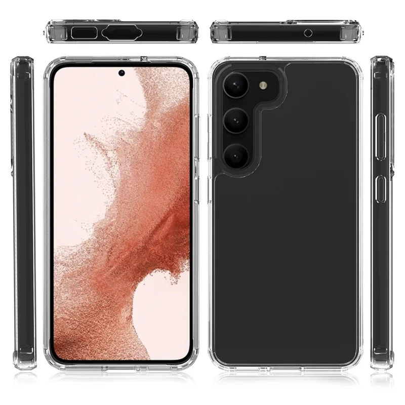 For Samsung Galaxy S23+ Scratch Proof Acrylic + TPU Cellphone Case Anti-yellowing Clear Phone Cover - Black