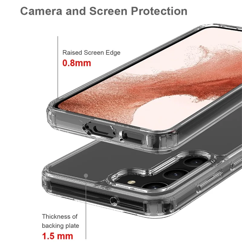 For Samsung Galaxy S23+ Scratch Proof Acrylic + TPU Cellphone Case Anti-yellowing Clear Phone Cover - Black