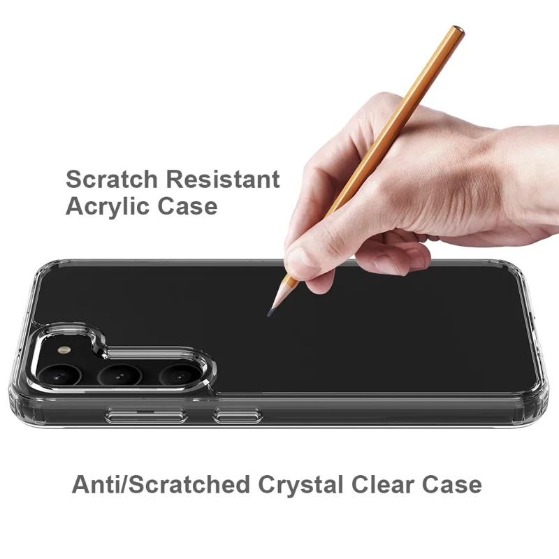 For Samsung Galaxy S23+ Scratch Proof Acrylic + TPU Cellphone Case Anti-yellowing Clear Phone Cover - Black