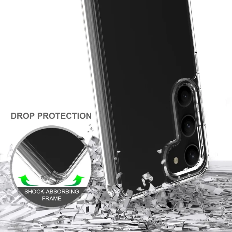 For Samsung Galaxy S23+ Scratch Proof Acrylic + TPU Cellphone Case Anti-yellowing Clear Phone Cover - Black