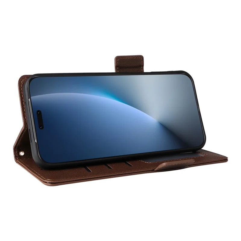 Fodral för Honor Magic8 Pro 5G Litchi-struktur Lederplånbok med handledsband – Brun