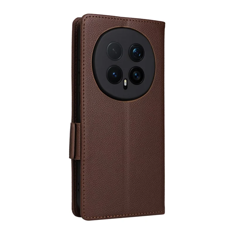 Fodral för Honor Magic8 Pro 5G Litchi-struktur Lederplånbok med handledsband – Brun