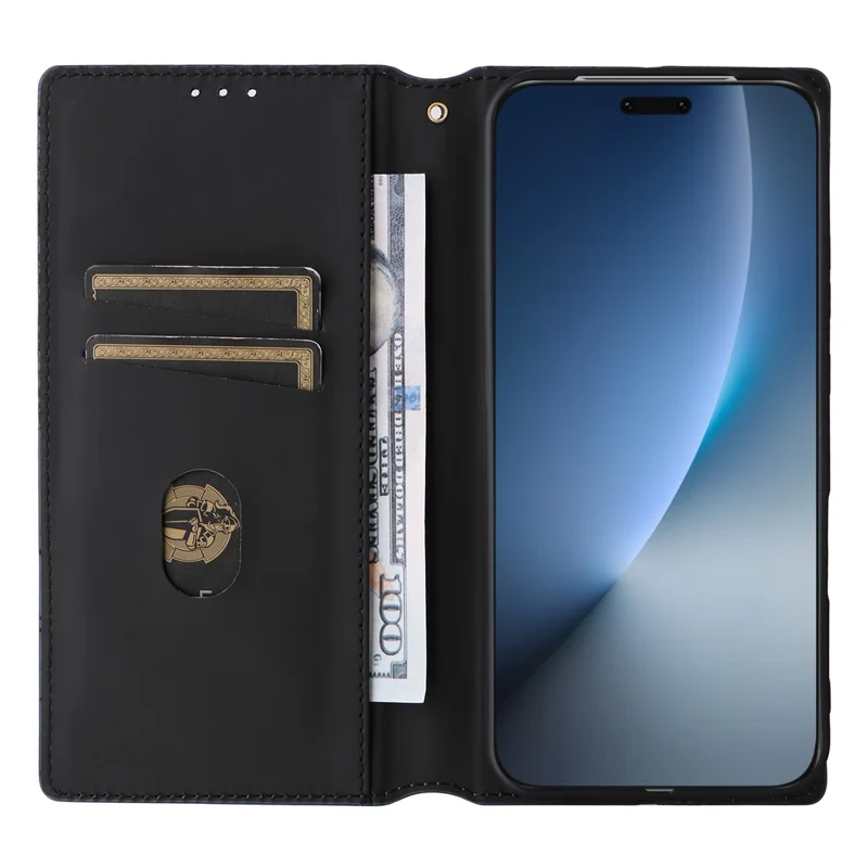 Étui portefeuille 5G Magic8 Pro For Honor - Cuir PU avec motif en losange - Noir