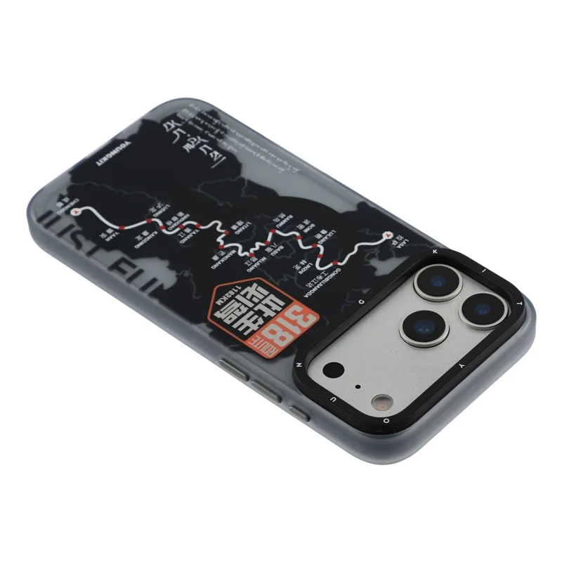 YOUNGKIT For iPhone 17 Pro Max Magnetic Case Highway Trajectory Pattern TPU + PC + Metal Phone Back Cover - National Highway 318