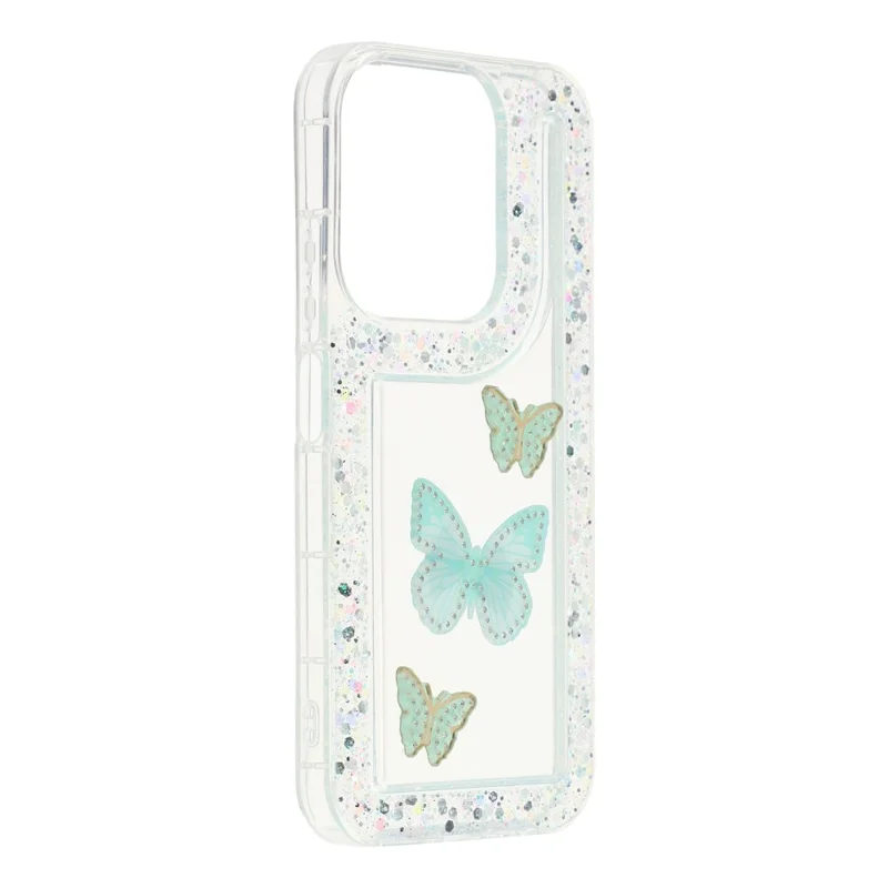 For Xiaomi Redmi 15C 4G (Global) (171mm)  /  Poco C85 4G (171mm) Case DIY Butterfly Glitter Epoxy Soft TPU Phone Back Cover - Green
